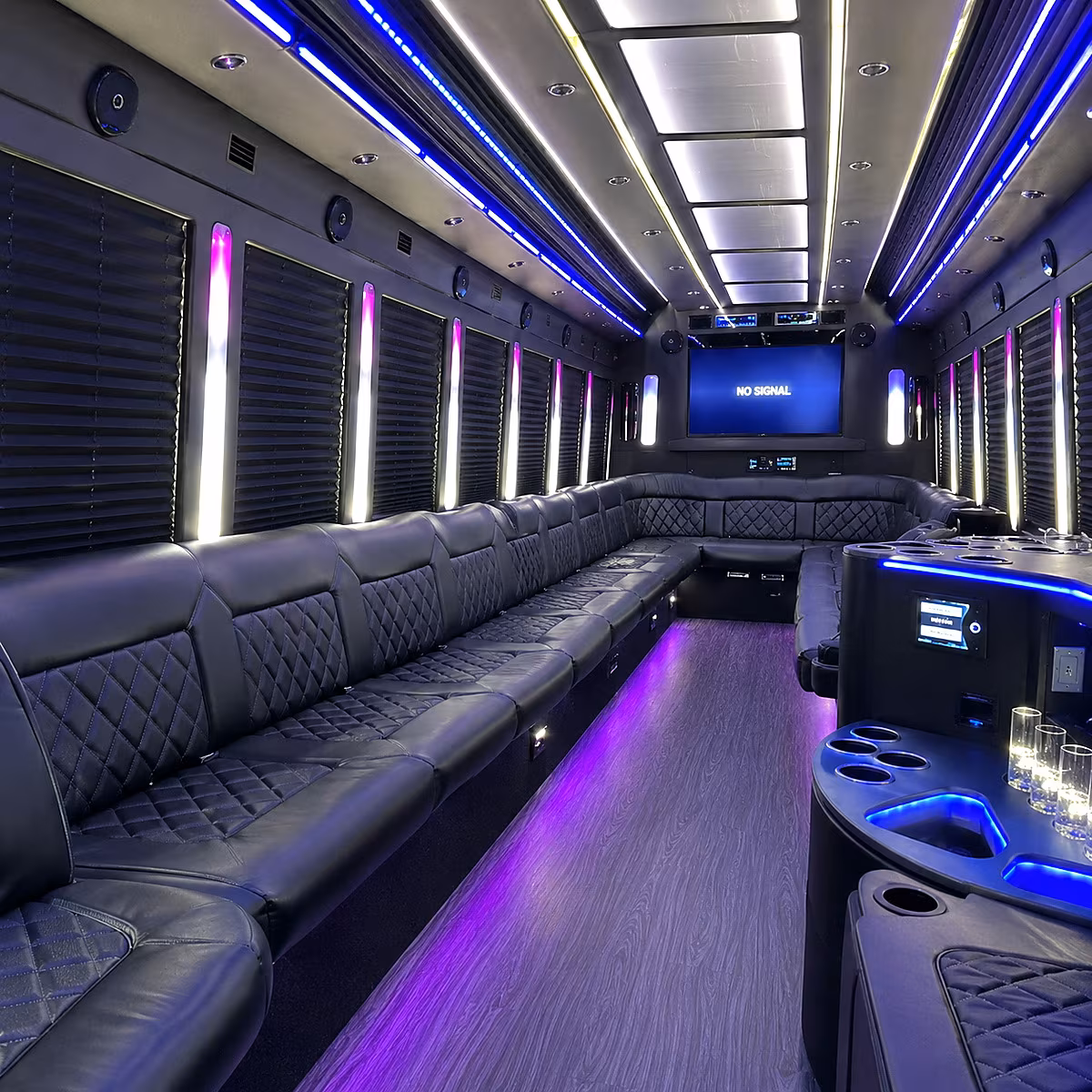 camden 30 passenger party bus inside