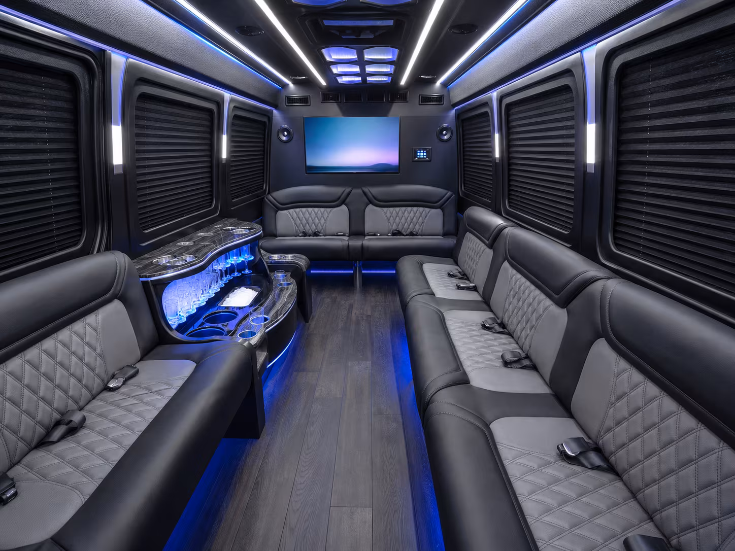 camden 40 passenger party bus inside