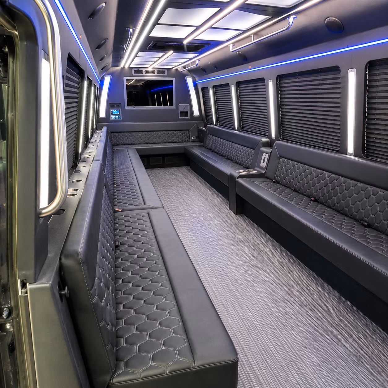 camden 40 passenger party bus interior