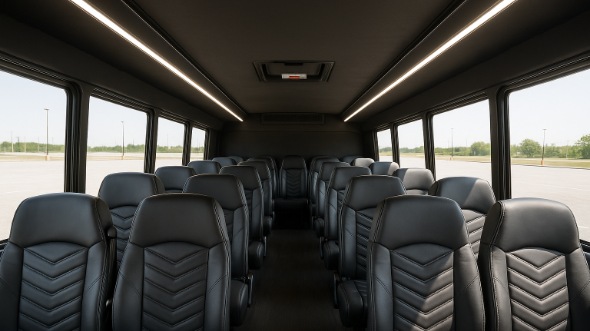 Interior of Charter Bus Company Camden's 35 Passenger Minibus in Camden