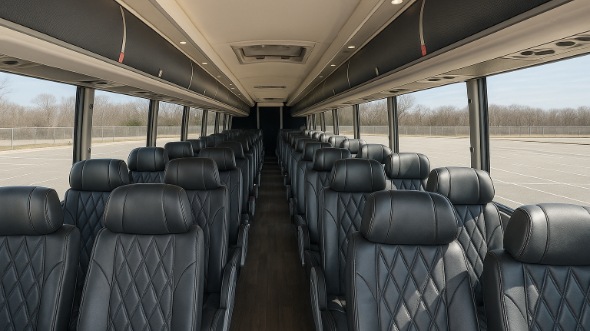 Interior of Charter Bus Company Camden's 54 Passenger Charter Bus in Camden