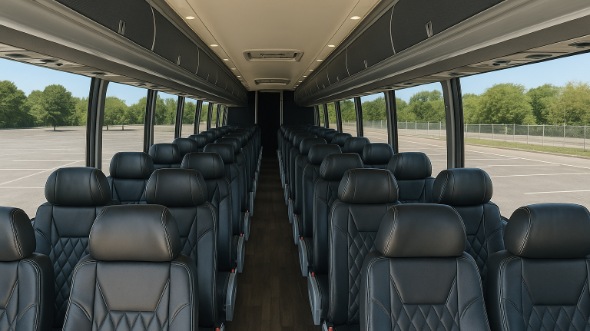 Interior of Charter Bus Company Camden's 55 Passenger Charter Bus in Camden