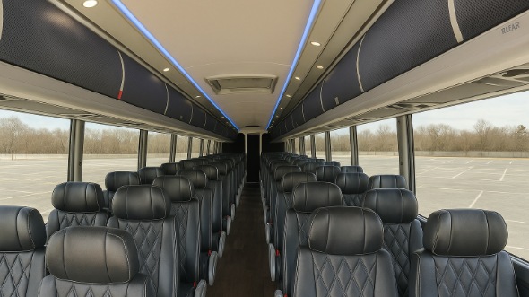 Interior of Charter Bus Company Camden's 56 Passenger Charter Bus in Camden