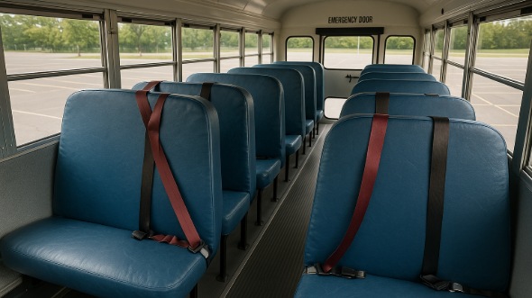 Interior of Charter Bus Company Gloucester's School Bus in Gloucester